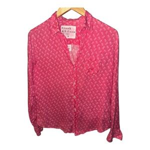 Frank & Eileen BARRY Linen Floral Shirt M Pink